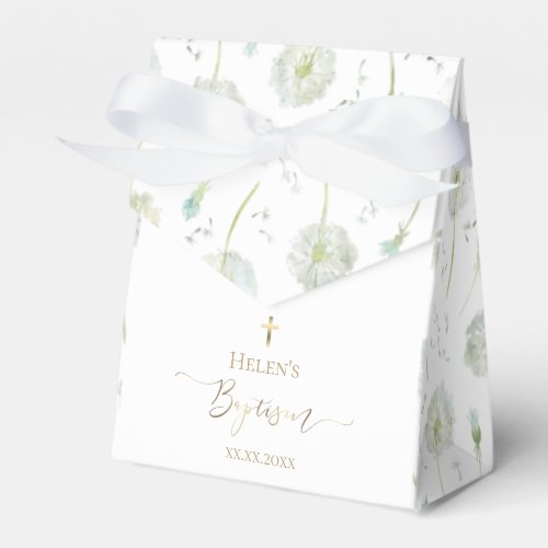 Baptism watercolor dandelions favor box