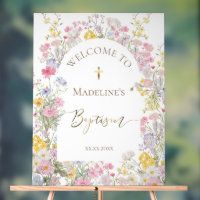 Baptism watercolor meadow flowers