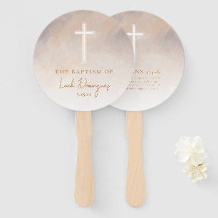 Baptism Watercolor Pastel Purple Neutral Hand Fans