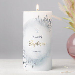 Baptism watercolor  pillar candle