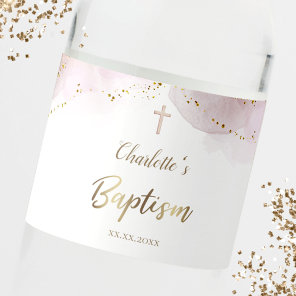 Baptism | watercolor splash water bottle label