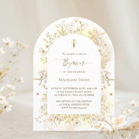 Baptism watercolor white yellow flowers