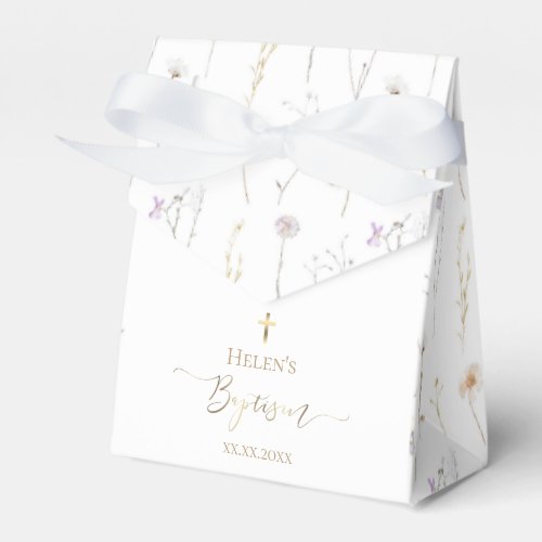 Baptism watercolor wildflowers favor box