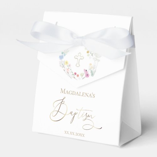 Baptism watercolor wildflowers favor box