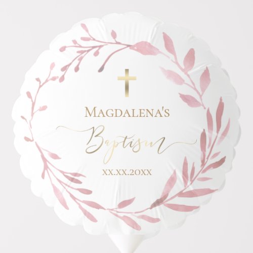 Baptism watercolor wreath balloon