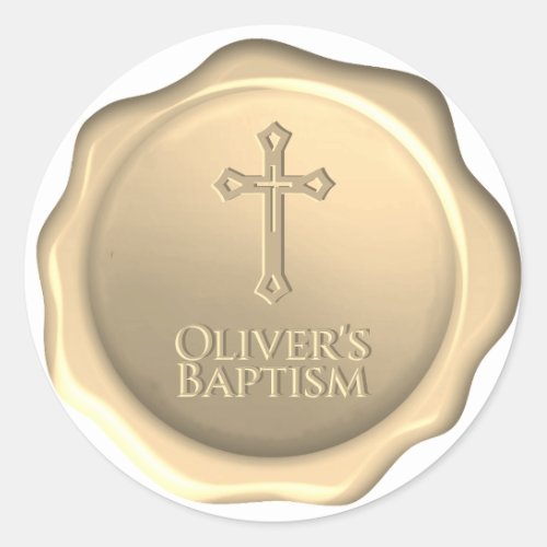 Baptism Wax Seal Golden Embossed Cross Sticker