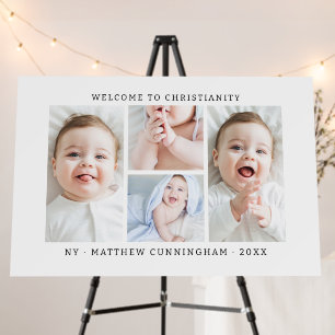 Baptism Welcome Modern Simple 4 Photo Collage Foam Board