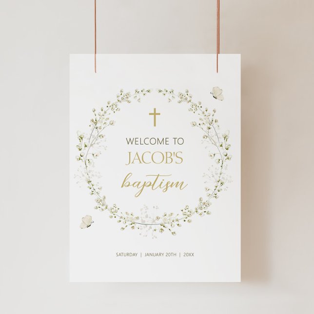 BAPTISM Welcome Sign, Floral First Communion Sign (Creator Uploaded)