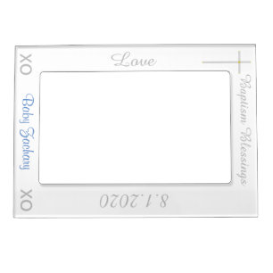 Baptism White Blue Vertical Magnetic Frame