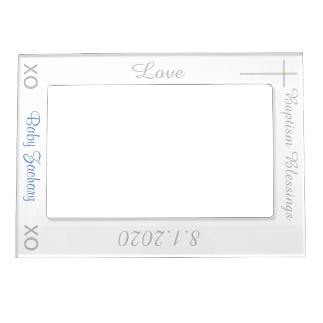 Baptism White Blue Vertical Magnetic Frame (Front)