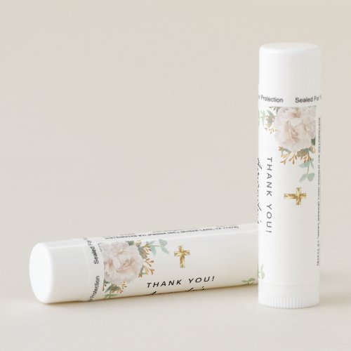 Baptism white floral eucalyptus elegant girl boy lip balm