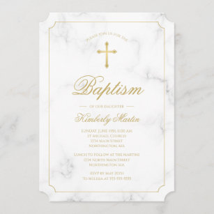 PERSONALISED MARBLE GOLD STYLE CHRISTENING//BAPTISM PARTY INVITATIONS INVITES 04