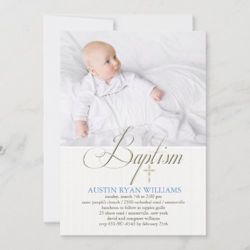 Baptism White Photo Invitation