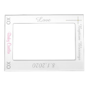 Baptism White Pink Vertical Magnetic Frame