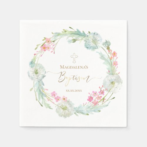 Baptism wild flowers  napkins