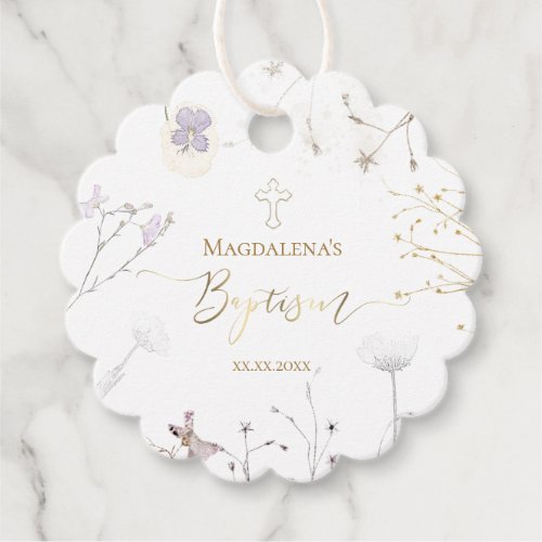 Baptism wildflowers favor tags