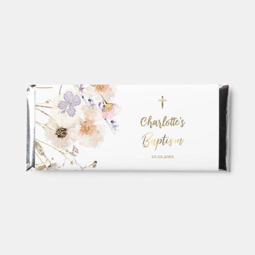 Baptism wildflowers hershey bar favors