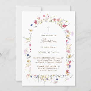 Baptism wildflowers invitation