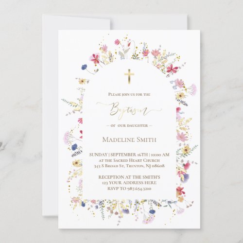 Baptism wildflowers invitation