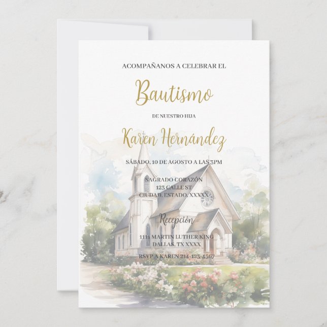 Baptism with church background  Invitation (Front)