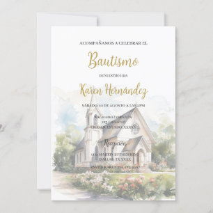 Baptism with church background  Invitation