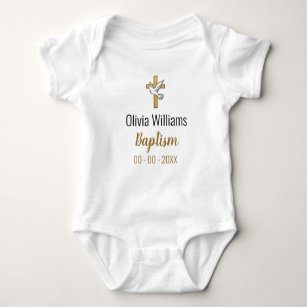 Baptism with Cross and Dove Keepsake Baby Bodysuit