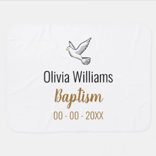 Baptism with Dove, Name and Date Keepsake Baby Blanket