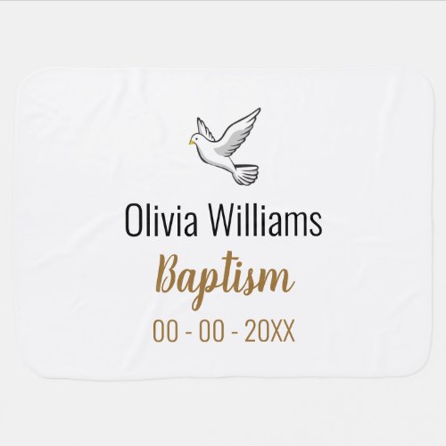 Baptism with Dove Name and Date Keepsake Baby Blanket