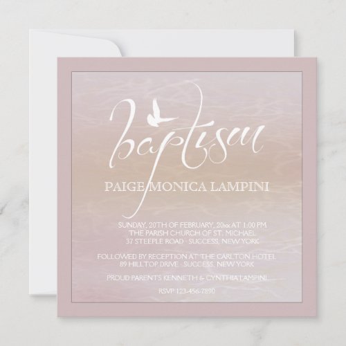 Baptism Word With Dove Invitation