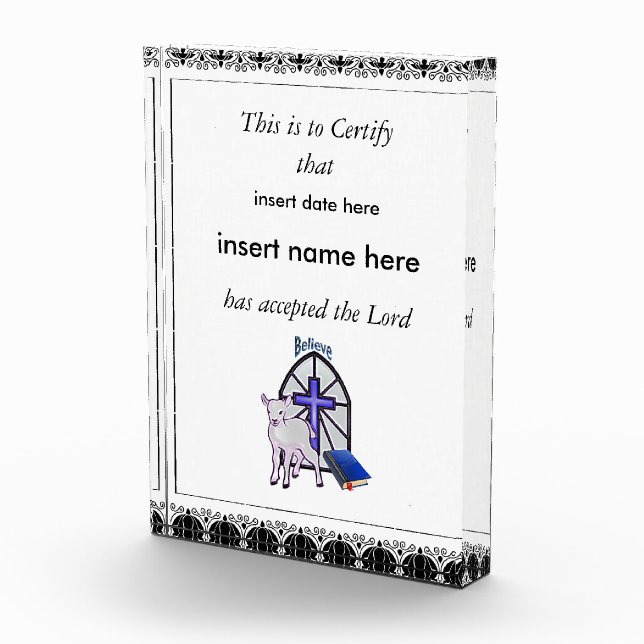 Baptismal Acrylic Award (Right)