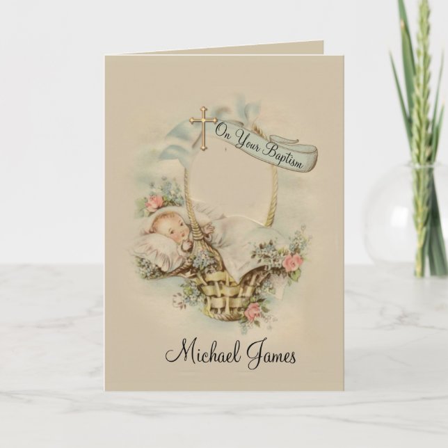 Baptismal Baby Blessing with Cross Card (Front)