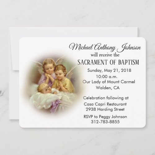 Baptismal Baby Guardian Angels  Invitation
