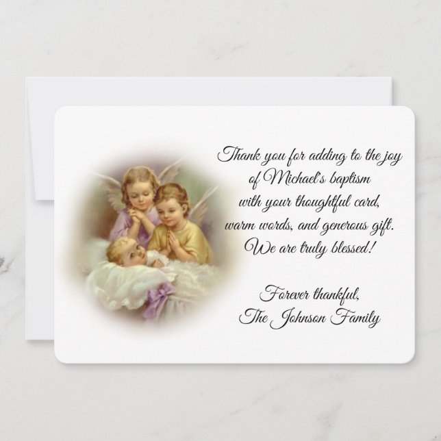 Baptismal Baby Guardian Angels  Thank You (Front)