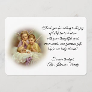 Baptismal Baby Guardian Angels  Thank You Card