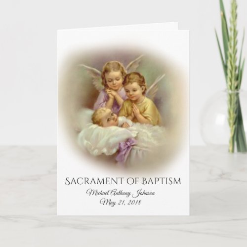 Baptismal Baby with Angels Invitation Card