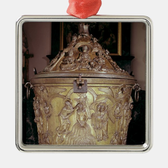 Baptismal font showing metal ornament (Front)