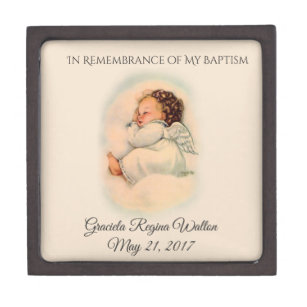 Baptismal Vintage Baby Girl Angel  Keepsake Gift Box