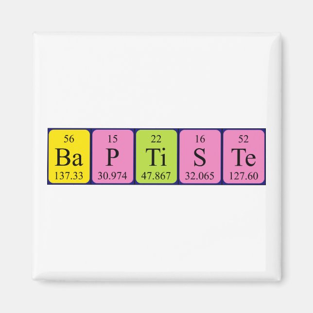 Baptiste periodic table name magnet (Front)