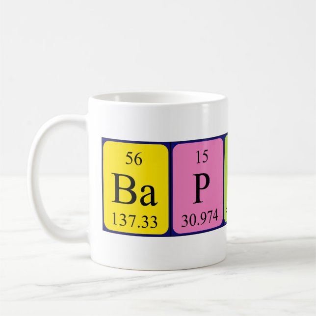 Baptiste periodic table name mug (Left)