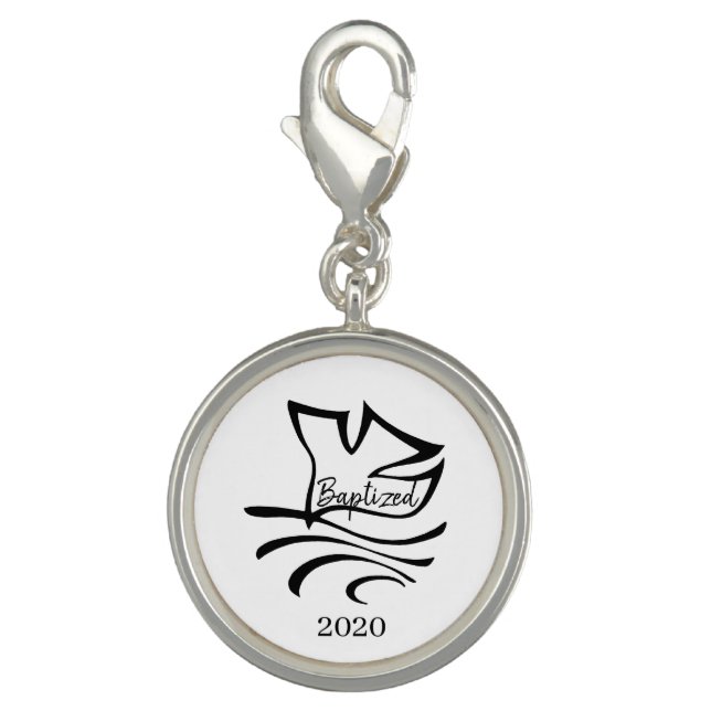 Baptized Custom Date Dove Charm (Front)