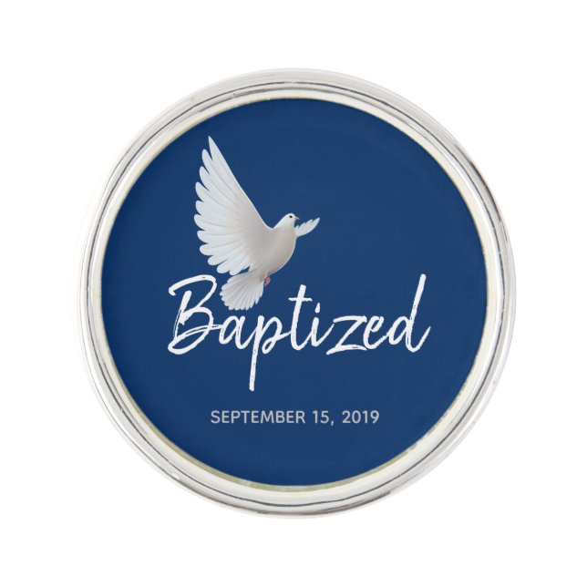 Baptized Custom Date Lapel Pin (Front)