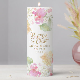 Baptized in Christ Floral Custom Baptism Candle