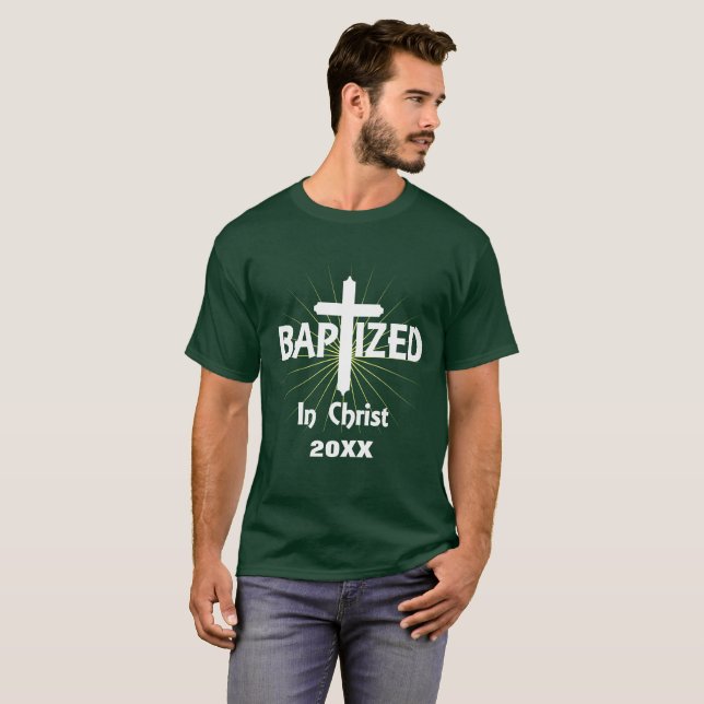 Baptized In Christ Religious Christian Graphic T-Shirt (Front Full)