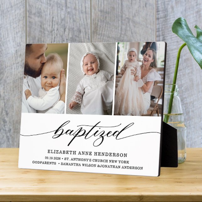 Baptized Modern Photo Collage Baptism Keepsake Plaque (Creator Uploaded)