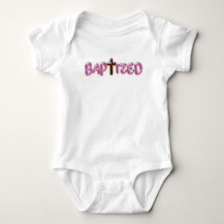 Baptized - Pink Cross Baby Bodysuit - Baptism Gift