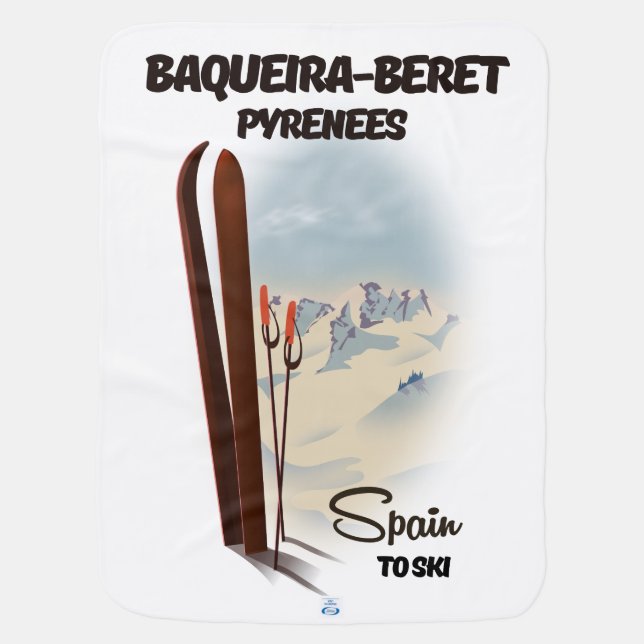 Baqueira-Beret Spain ski poster. Baby Blanket (Back)
