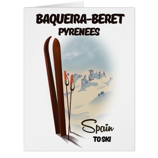 Baqueira-Beret Spain ski poster. Cards (Front)