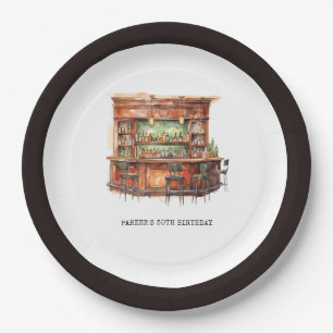 Bar Adult Birthday Any Age Personalized Paper Plates