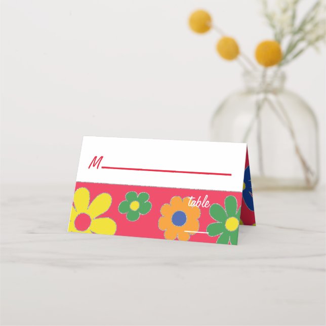 Bar an Bat Mitzvah 1960's Themed Place Card (Front)