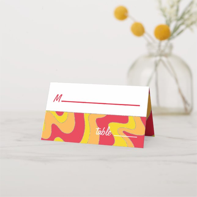 Bar an Bat Mitzvah Glittery Color Place Card (Front)